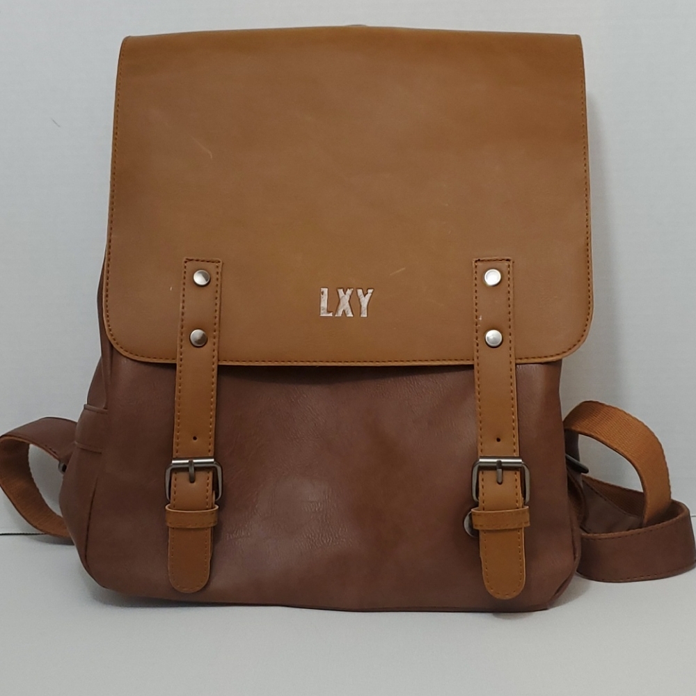 LXY vegan leather backpack laptop bookbag